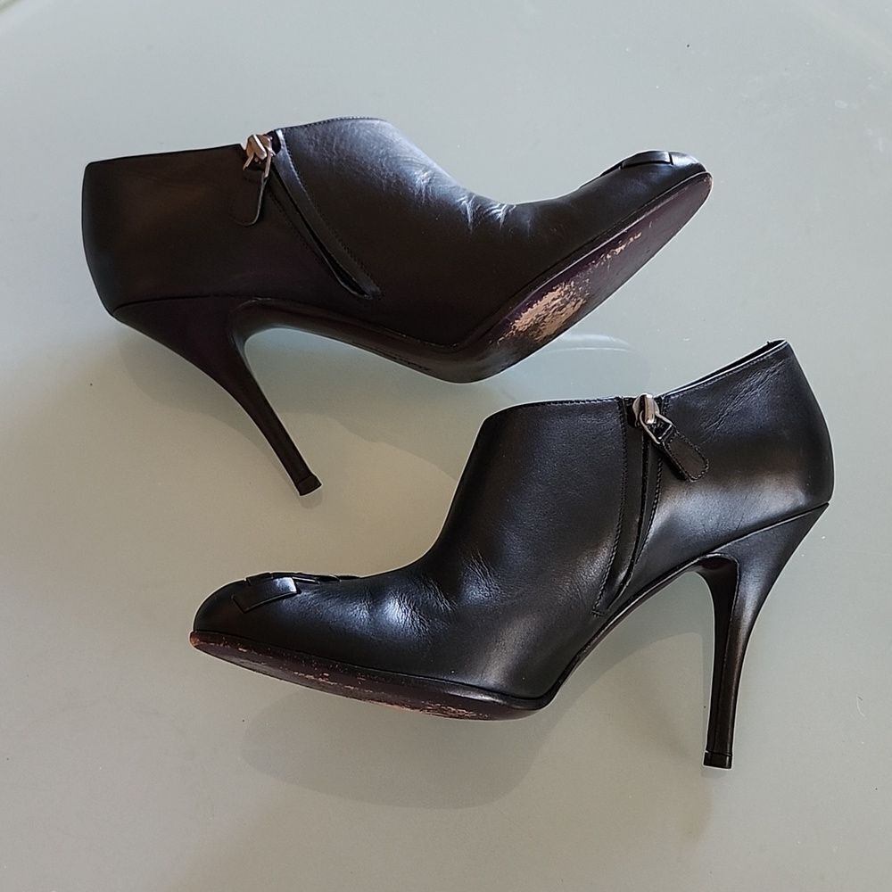 Salvatore Ferragamo‎ Braided Accent Witchy Leather Ankle Bootie Heels Size 10 - Picture 5 of 12